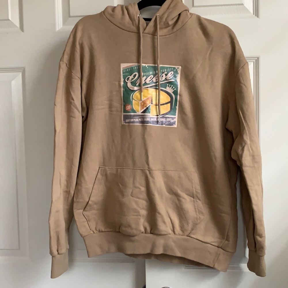 “Premium quality cheese” beige hoodie